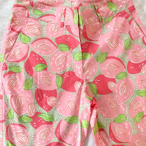 Lilly Pulitzer Pink & Green Print Capri Pants Sz 2 - Picture 4 of 10